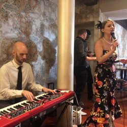 Performing at a business networking event.