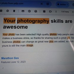 Marathon Gas - Your photo from Marathon Gas was featured
Marathon Gas
Featured June 12, 2023