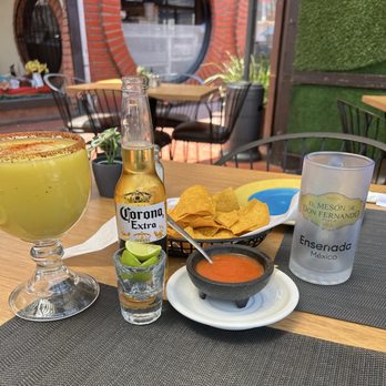 El Mesón de Ensenada - Margarita and Corona with chips salsa and guacamole  delicious - Seafood Near Me - Ensenada, BCN