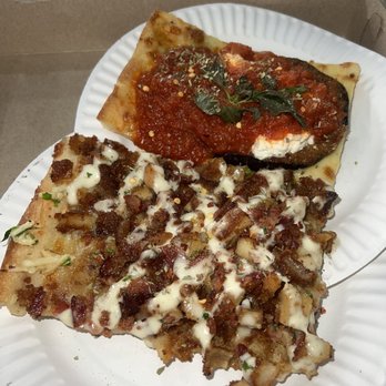 Rosella's Pizzeria - Grandma's Eggplant Pizza Slice and Chicken Bacon Ranch Rosellas Grandma Pizza - Pizza Near Me - New York, New York Rosella's Pizzeria - Grandma's Eggplant Pizza Slice and Chicken Bacon Ranch Rosellas Grandma Pizza - Pizza Near Me - New York, New York