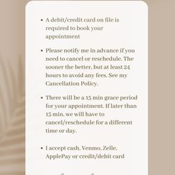 Corinne Wax & Co - Appointment Policies