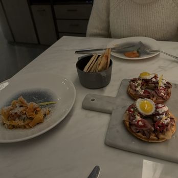 Bellpine - (left) butternut squash, served with toasted pitas (middle). (Right) Wagyu beef waffles. - Cocktail Bars Near Me - Portland, Oregon Bellpine - (left) butternut squash, served with toasted pitas (middle). (Right) Wagyu beef waffles. - Cocktail Bars Near Me - Portland, Oregon