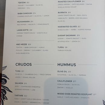 Alder & Oak - Menu - Mediterranean Near Me - Jacksonville, Florida