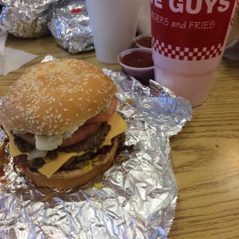 Five Guys - The bacon cheeseburger with everything in black on the board, add jalepenos! - Burgers Near Me - San Antonio, Texas Five Guys - The bacon cheeseburger with everything in black on the board, add jalepenos! - Burgers Near Me - San Antonio, Texas