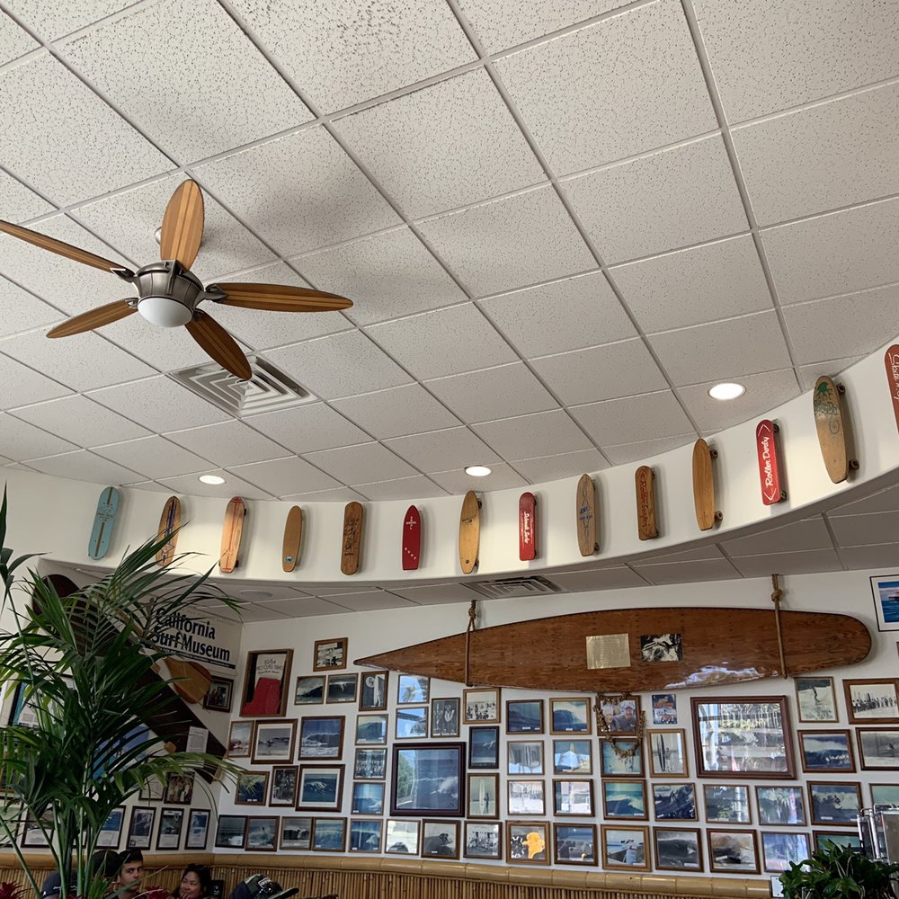 Beach Break Cafe - Skate boards and surfboards and photos everywhere - Breakfast & Brunch Near Me - Oceanside, California