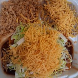 Adolfo's Taco Shop - 17, enchiladas with rice and brans