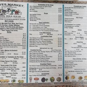 Reyes Market - Menu as of Aug 2023 - Mexican Near Me - Carpinteria, California Reyes Market - Menu as of Aug 2023 - Mexican Near Me - Carpinteria, California
