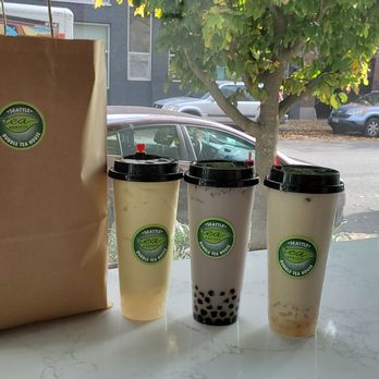Tea Addicts - Oolong and taro Milk tea. Mango milkshake - Bubble Tea Near Me - Seattle, Washington Tea Addicts - Oolong and taro Milk tea. Mango milkshake - Bubble Tea Near Me - Seattle, Washington