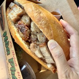 Crispy Pork Belly sando with extra meat.