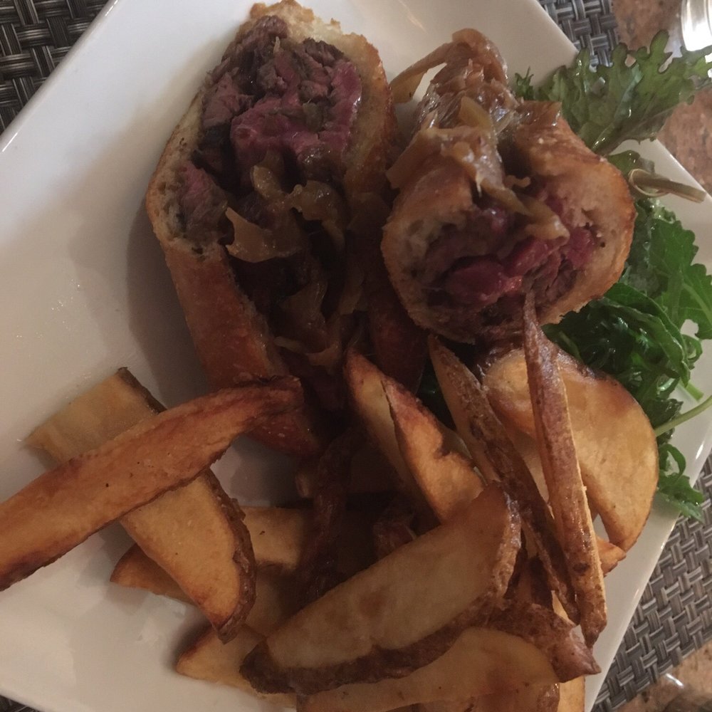James On Main - Hanger Steak Sandwich on crusty baguette with hand cut fries- yum! - New American Near Me - Hackettstown, New Jersey James On Main - Hanger Steak Sandwich on crusty baguette with hand cut fries- yum! - New American Near Me - Hackettstown, New Jersey
