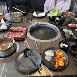 Volcano Korean BBQ & Hot Pot - Table set up