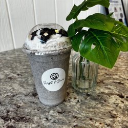 Waffles and Dreams - A cookie and cream milkshake is a heavenly blend of creamy vanilla ice cream and crushed Oreos