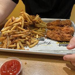 Chicken strips and rosemary fries Chicken strips and rosemary fries