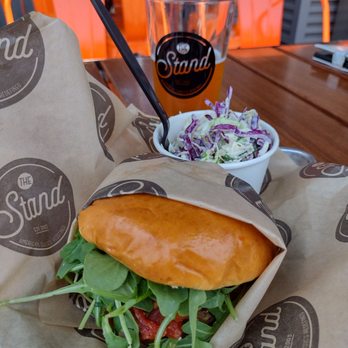 The Stand - American Classics Redefined - Big Bleu with slaw and beer - Burgers Near Me - Northridge, California