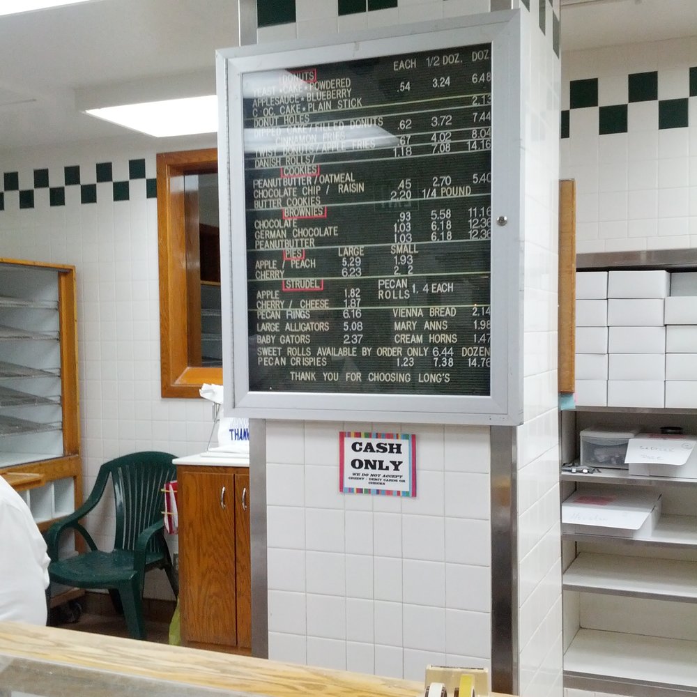 Long’s Bakery - Menu.... Cash only - Bakeries Near Me - Indianapolis, Indiana Long’s Bakery - Menu.... Cash only - Bakeries Near Me - Indianapolis, Indiana