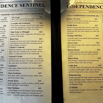 The Sentinel Room - Old Fashioned menu - Cocktail Bars Near Me - Independence, Missouri The Sentinel Room - Old Fashioned menu - Cocktail Bars Near Me - Independence, Missouri