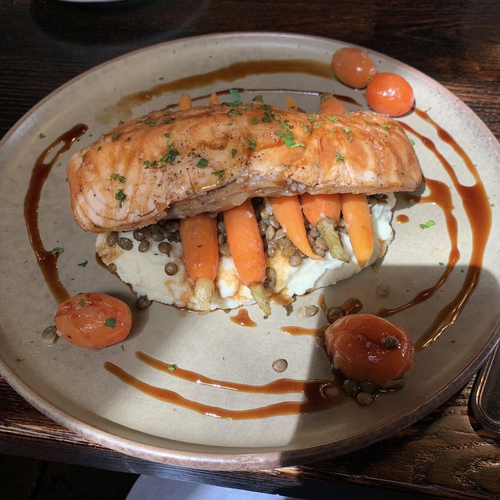 Lokanta Grill & Bar - Salmon dish - Mediterranean Near Me - Pleasanton, California Lokanta Grill & Bar - Salmon dish - Mediterranean Near Me - Pleasanton, California