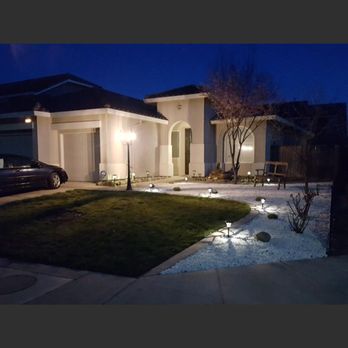 Jr's Landscaping - Front yard at night - Landscaping Near Me Jr's Landscaping - Front yard at night - Landscaping Near Me