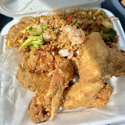 AmeriBistro - Four Whole wings & shrimp fried rice special