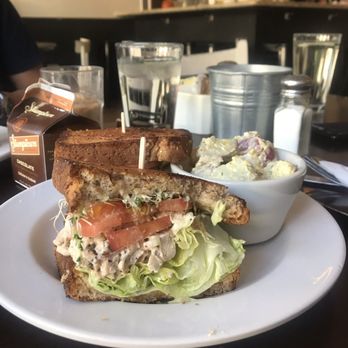 Rialto Cafe - Chicken Salad Sandwich. Side: Potato Salad - Breakfast & Brunch Near Me - Fullerton, California Rialto Cafe - Chicken Salad Sandwich. Side: Potato Salad - Breakfast & Brunch Near Me - Fullerton, California