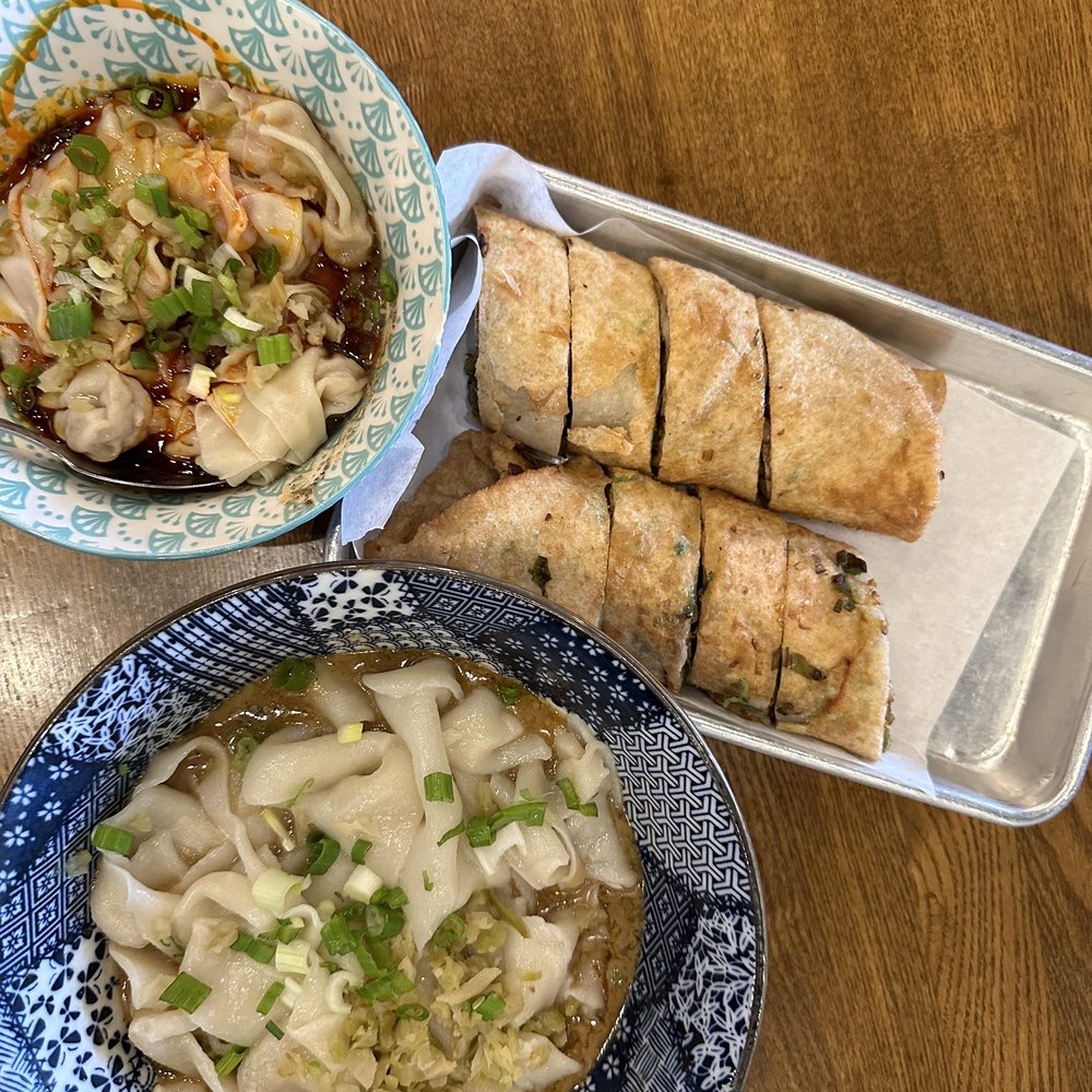 Liang's Village - Cold Peanut Noodle ($13) , Spicy Red Oil Mini Wonton ($13.95), Pork Belly Pancake Wrap ($16.50) - Taiwanese Near Me - Cupertino, California Liang's Village - Cold Peanut Noodle ($13) , Spicy Red Oil Mini Wonton ($13.95), Pork Belly Pancake Wrap ($16.50) - Taiwanese Near Me - Cupertino, California