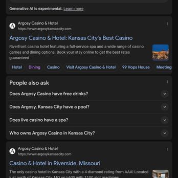 Argosy Casino & Hotel - The webpage the helpdesk told me to go to. Still has spa in the description. - Casinos Near Me - Riverside, Missouri Argosy Casino & Hotel - The webpage the helpdesk told me to go to. Still has spa in the description. - Casinos Near Me - Riverside, Missouri