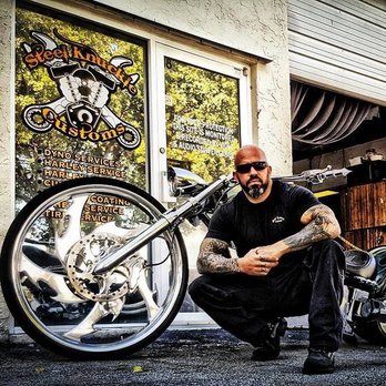 Steel Knuckle Customs - 30 inch wheel on a custom big bear chopper built at Steel Knuckle Customs - Motorcycle Repair Near Me - Boynton Beach, Florida Steel Knuckle Customs - 30 inch wheel on a custom big bear chopper built at Steel Knuckle Customs - Motorcycle Repair Near Me - Boynton Beach, Florida