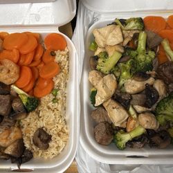 Akita Express Japanese Grill - Steak and shrimp, chicken and steak, we're OK but not amazing