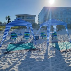 WTF Beach Rentals - 2 Cabanas, 4 Beach Chairs with Beach Blankets and Cooler