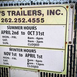 Tom's Trailers - OUR HOURS! * Closed for lunch between 12:45 until 2 PM Monday thru Friday!!