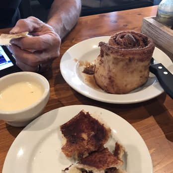 Scrambled Jake's - 1/2 of cinnamon roll , it's like a loaf of bread - Breakfast & Brunch Near Me - Knoxville, Tennessee