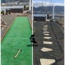 Cuervo Solutions - Artificial turf replaced with pavers for a memorial path.
