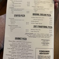 Zio's Twelve 21 Pizzeria Restaurant and Catering - Menu 9/24 stuffed pizza gourmet pizza Italian specials Sicilian pizzas traditional pizzas