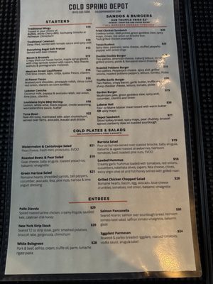 Menu photo 8 Cold Spring Depot Restaurant Cold Spring, NY