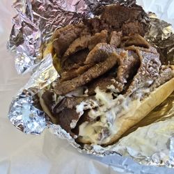 Sub Central - Loaded Gyro - Look at all that meat! There was fresh lettuce, tomato, & onion underneath it all - So Good!
