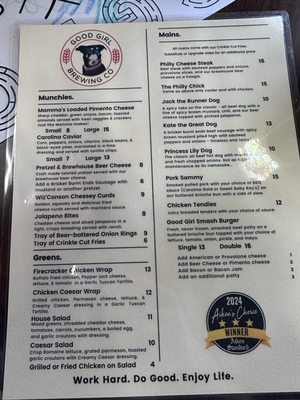 Menu photo 1 Good Girl Brewing Co Aiken, SC