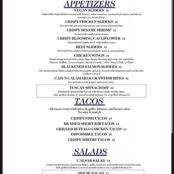 Fellaship - Dinner Menu - Cigar Bars Near Me - Atlanta, Georgia