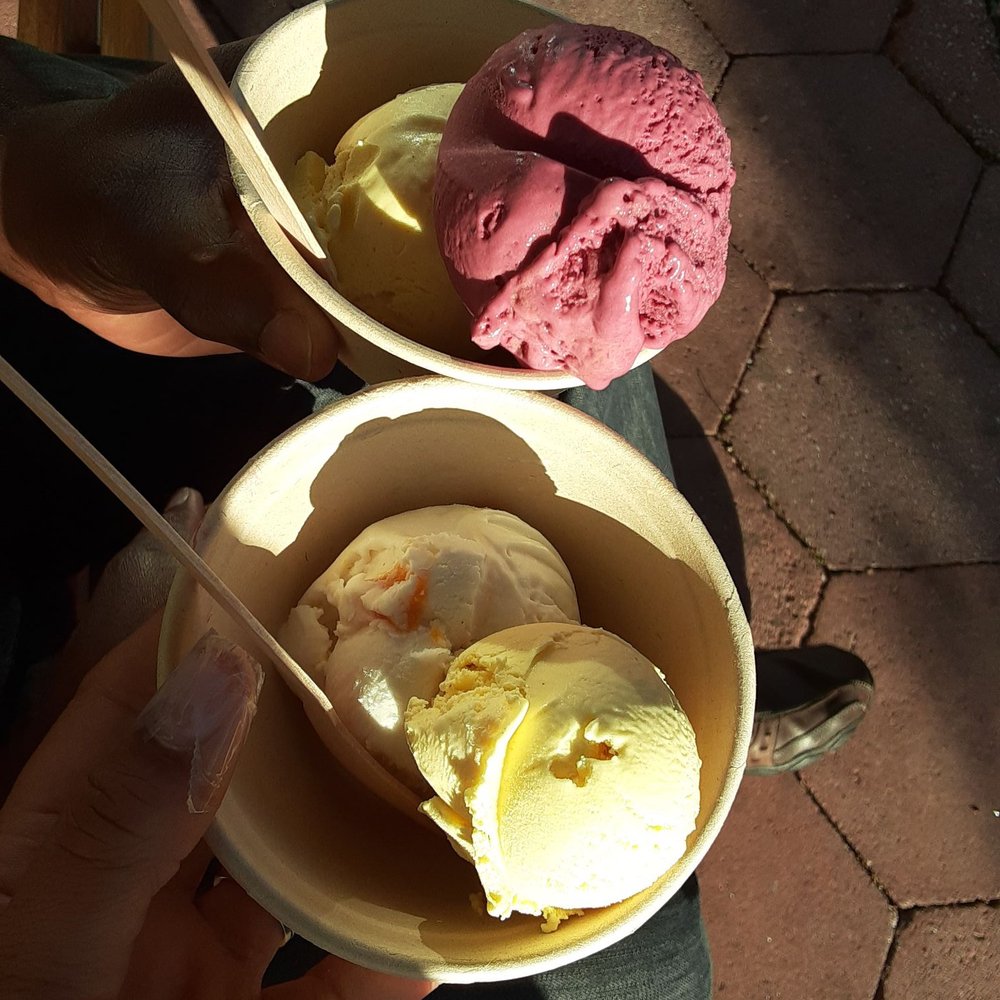 Fifty Licks - Coconut Lemon saffron, Oregon BlackBerry and mango sticky rice flavors. Really good!!! - Ice Cream & Frozen Yogurt Near Me - Portland, Oregon Fifty Licks - Coconut Lemon saffron, Oregon BlackBerry and mango sticky rice flavors. Really good!!! - Ice Cream & Frozen Yogurt Near Me - Portland, Oregon