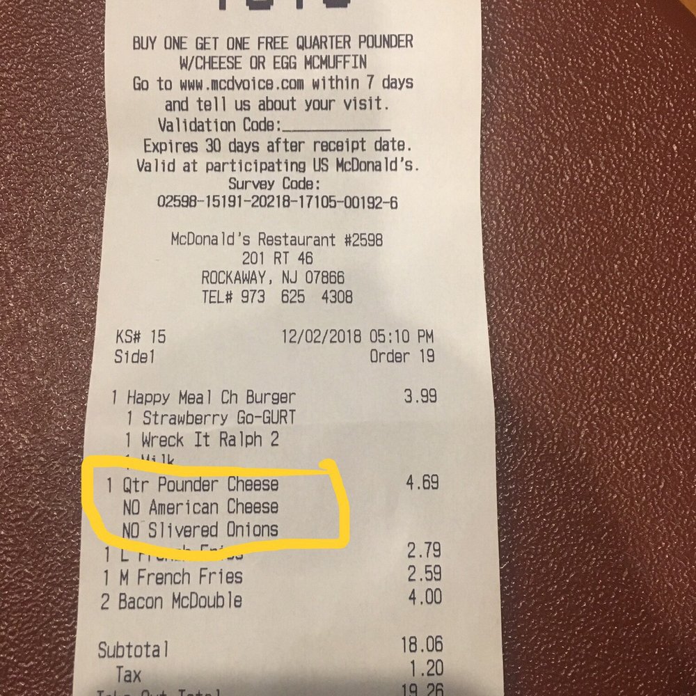 McDonald's - the receipt for the restaurant - Burgers Near Me - Rockaway, New Jersey McDonald's - the receipt for the restaurant - Burgers Near Me - Rockaway, New Jersey