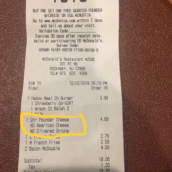 McDonald's - the receipt for the restaurant - Burgers Near Me - Rockaway, New Jersey McDonald's - the receipt for the restaurant - Burgers Near Me - Rockaway, New Jersey