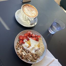 Granola Bowl and Orange Raspadura Latte