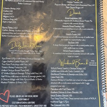 C'est Bon - Lunch Menu - Cajun/Creole Near Me - Tulsa, Oklahoma