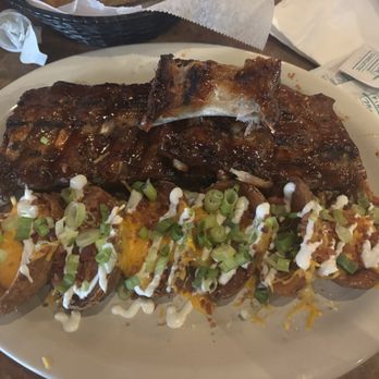 Dee Jay’s BBQ Ribs & Grille - Full rack of ribs with potato skins - Barbeque Near Me - Weirton, West Virginia Dee Jay’s BBQ Ribs & Grille - Full rack of ribs with potato skins - Barbeque Near Me - Weirton, West Virginia