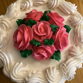 Egypt Star Bakery - A beautiful buttercream frosting cake with a bouquet of pink roses with green leaves!! - Bakeries Near Me - Whitehall, Pennsylvania