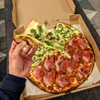 PJ's Pizza - 12/3/22: chicken artichoke pesto. Need some hot sauce to compliment. - Pizza Near Me - San Mateo, California PJ's Pizza - 12/3/22: chicken artichoke pesto. Need some hot sauce to compliment. - Pizza Near Me - San Mateo, California