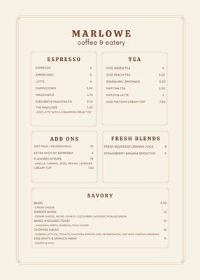 Menu photo 8 Marlowe Coffee & Eatery Los Angeles, CA