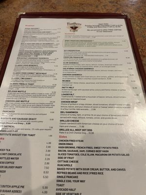 Menu photo 1 Feathers Cafe Laughlin, NV