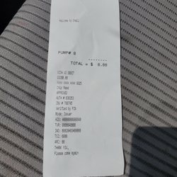 Shell - May 2020: A receipt for $0.00. Lol. Crappy pump.