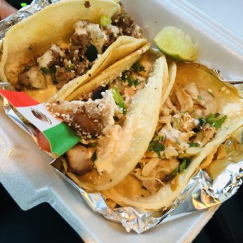 Twerk City Tacos - Business Card on the left, Cali Carnitas in the middle, Funky Chicken on the right. - Tacos Near Me - Dallas, Texas