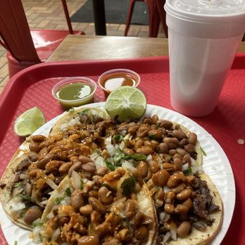 Tacos El Compita - 5 taco special with a beans topping ! Really good tacos and spicy level w a Fountain drink . Good grill and generous portions! - Mexican Near Me - Las Vegas, Nevada